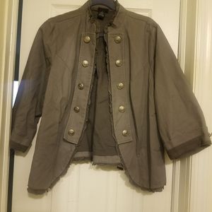 TORRID Gray Cropped Military Blazer Jacket